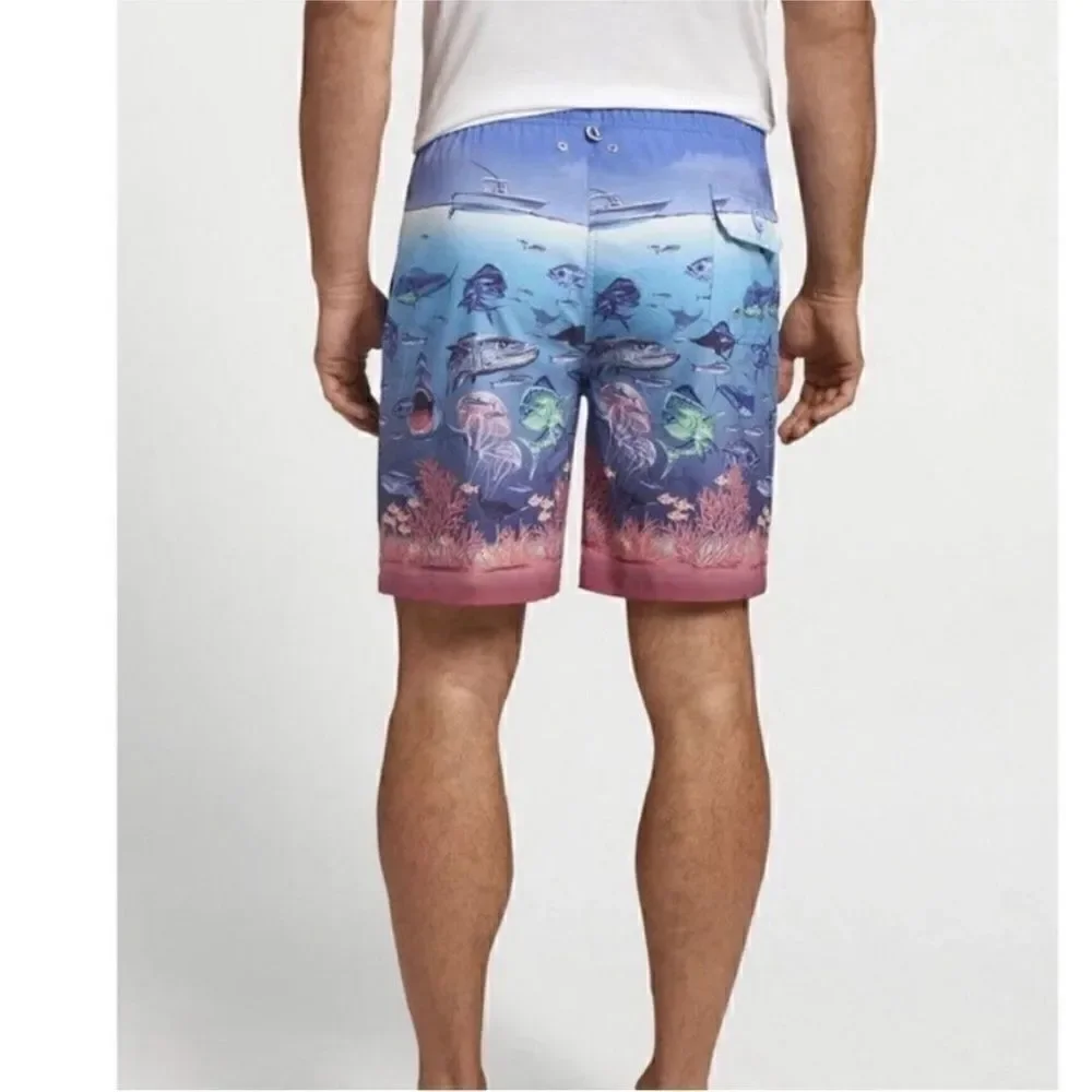 Peter Millar NWT Men's Ocean Traffic Stretch Swim Trunks Size Medium